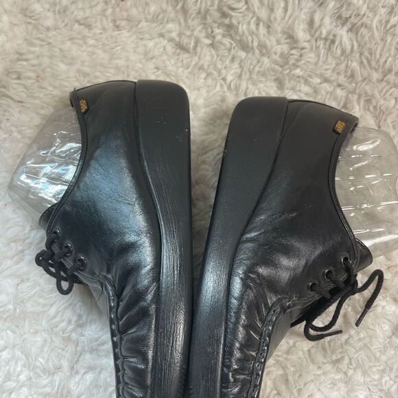 SAS Siesta leather black lace up wedge shoes size 11M - Picture 9 of 13